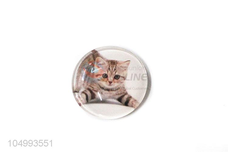 Wholesale cheap round cat pattern epoxy fridge magnet