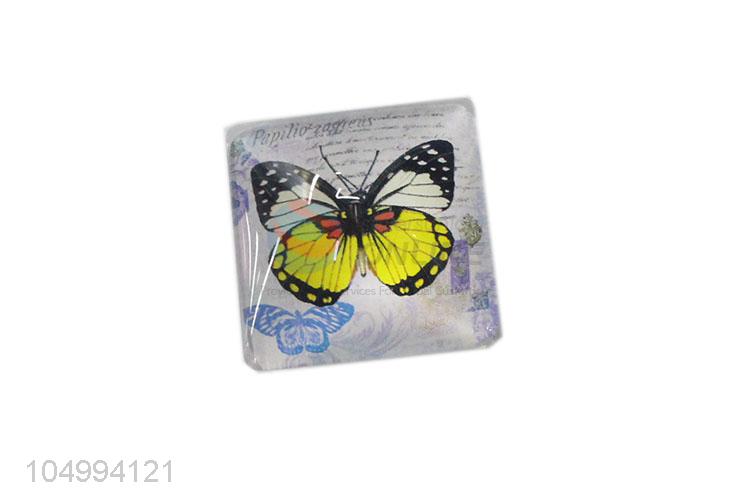 Factory directly sell square butterfly pattern epoxy fridge magnet