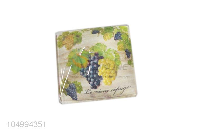 Best selling square fruit pattern epoxy fridge magnet