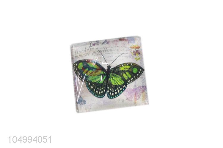 China branded square butterfly pattern epoxy fridge magnet