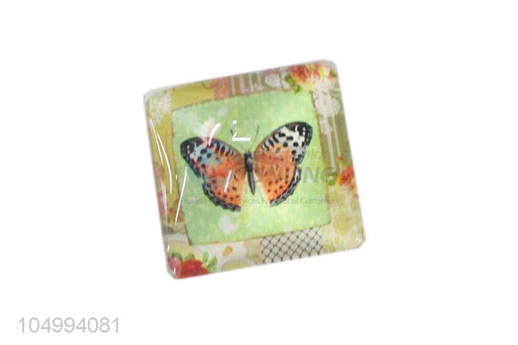 Wholesale square butterfly pattern epoxy fridge magnet