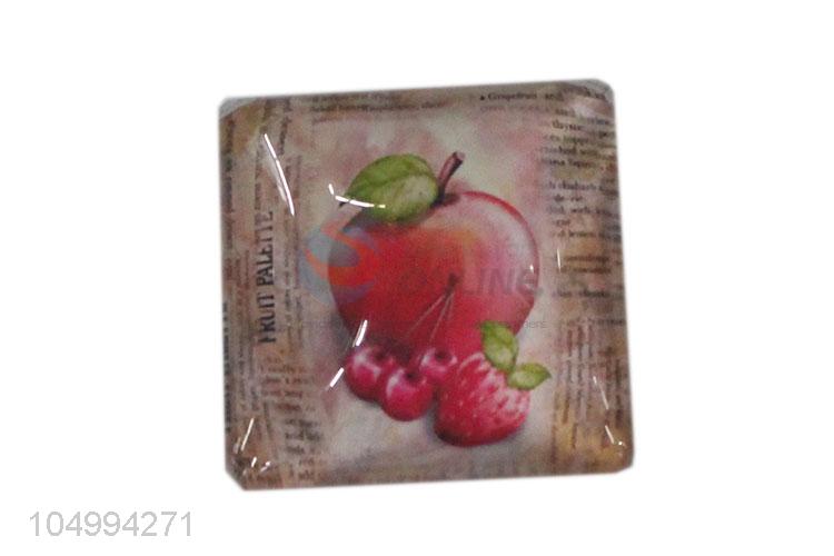 Factory promotional square fruit pattern epoxy fridge magnet