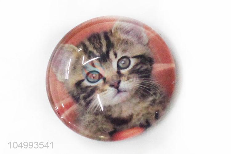 Factory directly sell round cat pattern epoxy fridge magnet