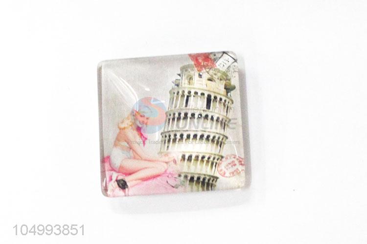 Wholesale custom square tower pattern epoxy fridge magnet