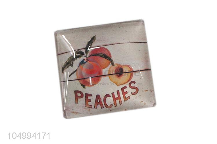 Low price square fruit pattern epoxy fridge magnet