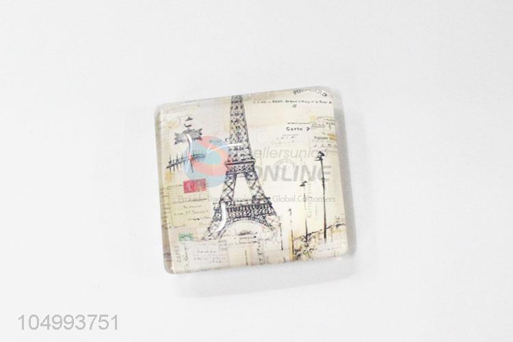 China OEM square tower pattern epoxy fridge magnet