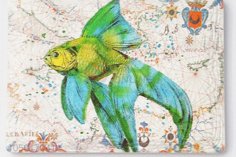 Wholesale custom rectangle ceramic fridge magnet with fish pattern