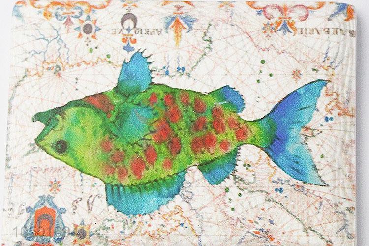 China OEM rectangle ceramic fridge magnet with fish pattern