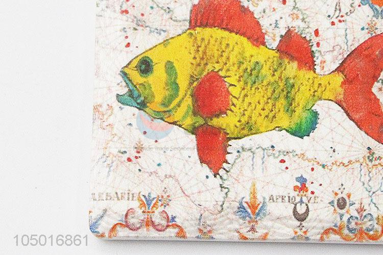 Factory sales rectangle ceramic fridge magnet with fish pattern