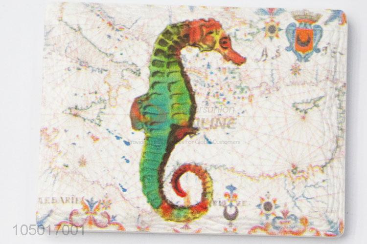 Bottom price rectangle ceramic fridge magnet with sea horse pattern