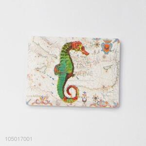 Bottom price rectangle ceramic fridge magnet with sea horse pattern