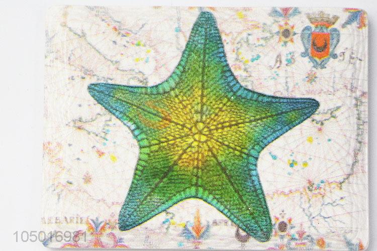 Factory promotional rectangle ceramic fridge magnet with starfish pattern