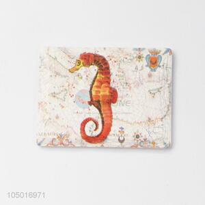 Customized wholesale rectangle ceramic fridge magnet with sea horse pattern