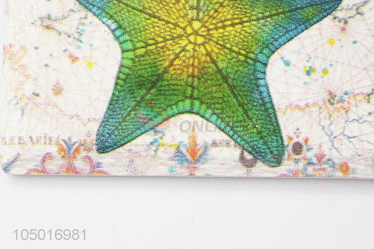 Factory promotional rectangle ceramic fridge magnet with starfish pattern