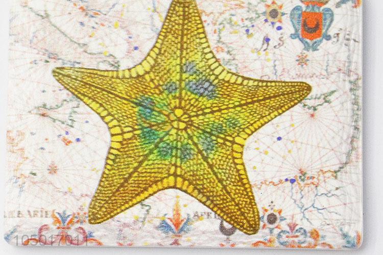 High sales rectangle ceramic fridge magnet with starfish pattern