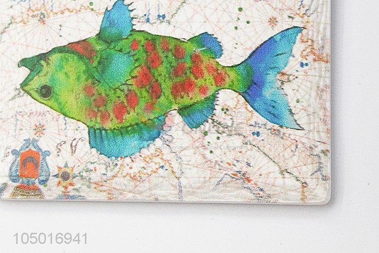 China OEM rectangle ceramic fridge magnet with fish pattern