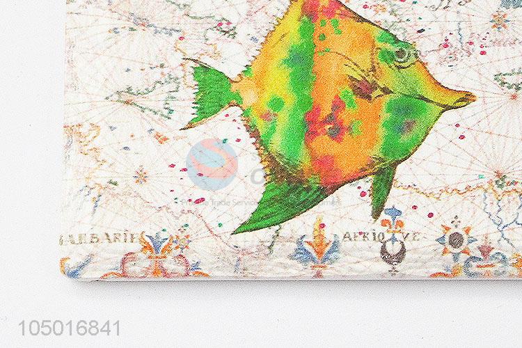 Wholesale cheap rectangle ceramic fridge magnet with fish pattern