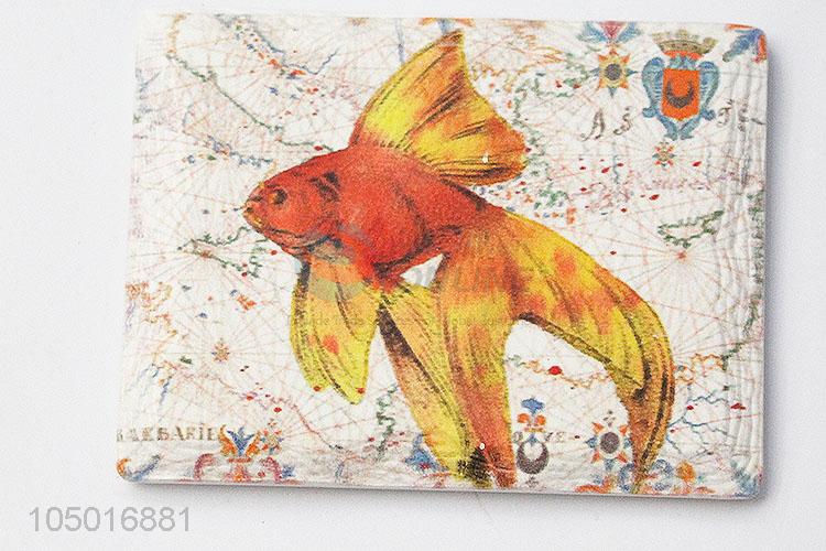 Low price rectangle ceramic fridge magnet with anifish pattern