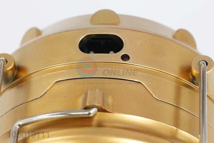 Eco-Friendly Golden Color Camping Light with Solar Power Charge,USB Charge, Charging Line Charge