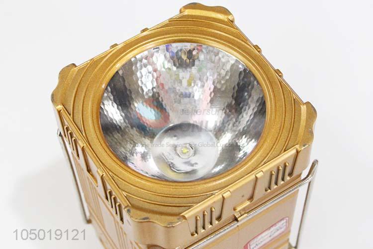 Portable Golden Color Camping Light with Solar Power Charge,USB Charge, Charging Line Charge