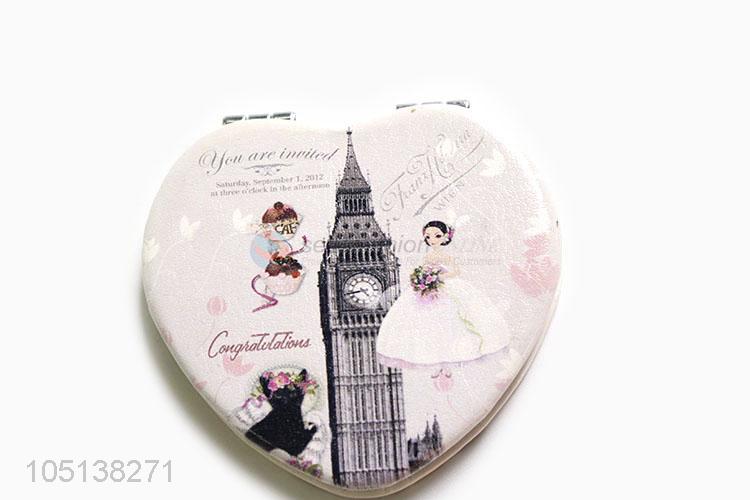 Super quality heart shape makeup mirror double sided mirror