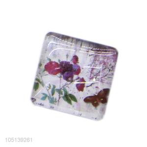 Cheap wholesale decorative square flower pattern crystal fridge magnet