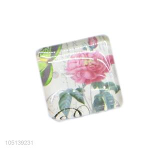 Competitive price home decor square flower pattern glass epoxy fridge magnet