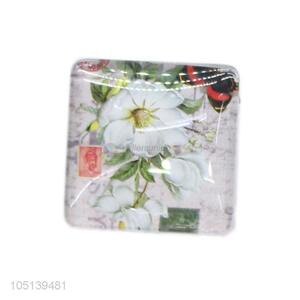 Latest design delicate square flower pattern glass fridge magnet