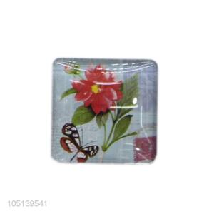 Wholesale premium quality decorative square flower pattern crystal fridge magnet