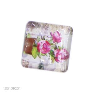 Most popular delicate square flower pattern glass fridge magnet