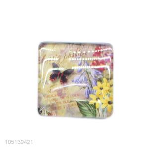 China factory decorative square flower pattern crystal fridge magnet