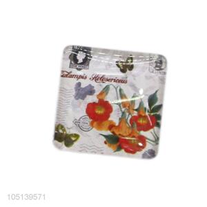 Manufacturer directly supply square flower pattern glass crystal fridge magnet