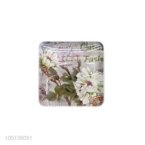 New products delicate square flower pattern glass fridge magnet