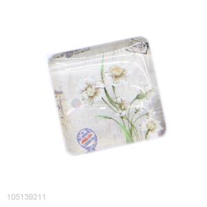 China OEM square flower pattern glass crystal fridge magnet