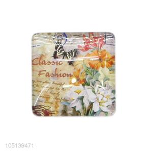 Bottom price home decor square flower pattern glass epoxy fridge magnet