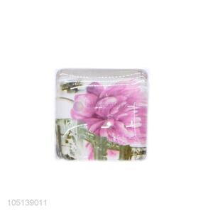 Top sale delicate square flower pattern glass fridge magnet