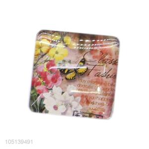 Top sale square flower pattern glass crystal fridge magnet