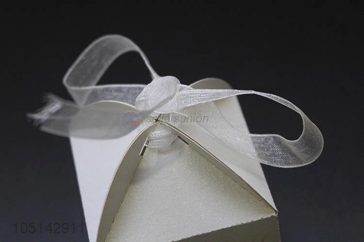 China OEM laser cut paper candy box with ribbon