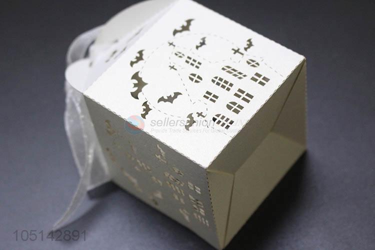 Direct factory laser cut paper candy box with ribbon