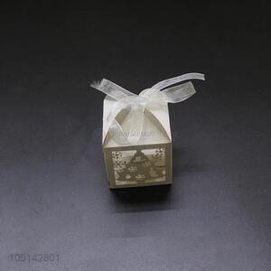 Factory directly sell laser cut paper candy box with ribbon