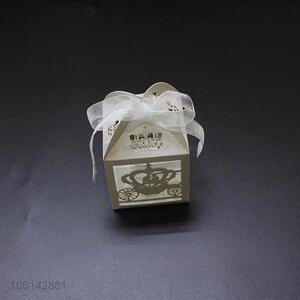 Factory supply laser cut paper candy box with ribbon