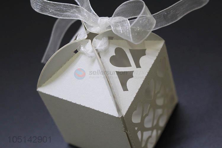 Most popular laser cut paper candy box with ribbon