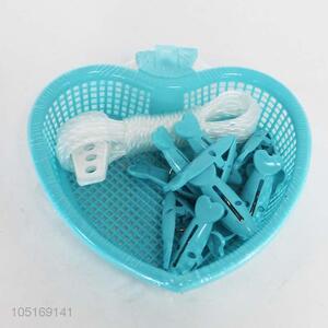 Low price plastic clothes clips+clothes line in basket