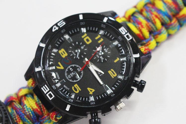 Hot sale outdoor camping compass watch paracord survival bracelet wristwatch