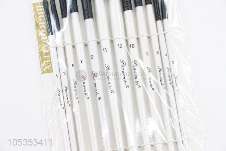 Chinese Factory 12pcs Watercolor Oil Painting Artists Brushes