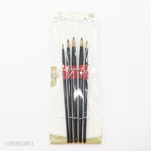 Low Price 5pcs Round Sharp Wood Handle Nylon Artist Painting Brushes