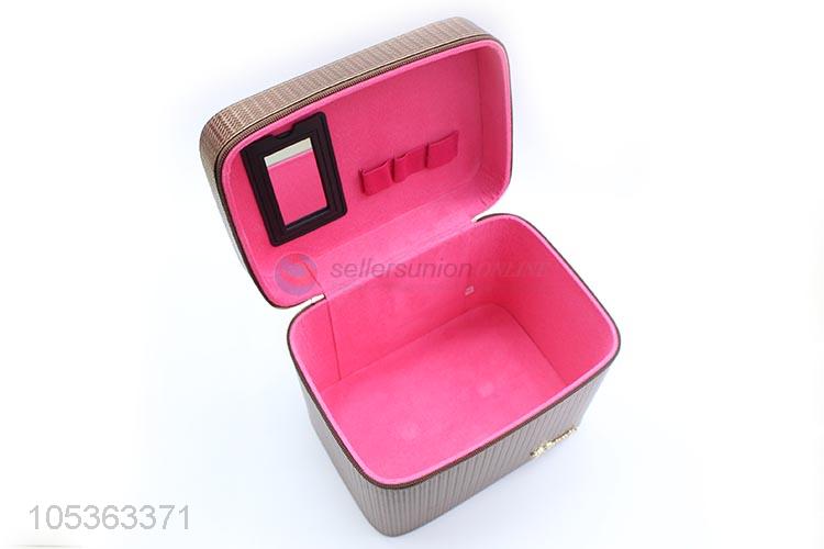 Best Selling Pu Leather Casket with Zipper Cheap Classic Style Makeup Case