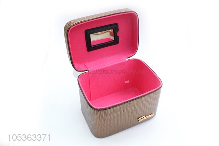 Best Selling Pu Leather Casket with Zipper Cheap Classic Style Makeup Case