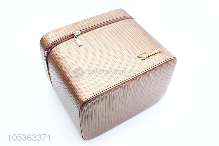 Best Selling Pu Leather Casket with Zipper Cheap Classic Style Makeup Case