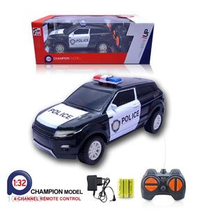 Fancy cheap 1:32 4 ways r/c police car w/ batteries